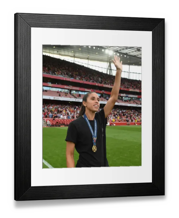 Framed Print : Arsenal's Rafaelle Greets Fans at Emirates Stadium During Arsenal vs Fulham, Premier League 2022-23