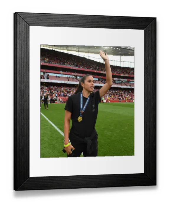 Framed Print : Arsenal's Rafaelle Waves to Fans at Emirates Stadium during Arsenal vs. Fulham, Premier League 2022-23