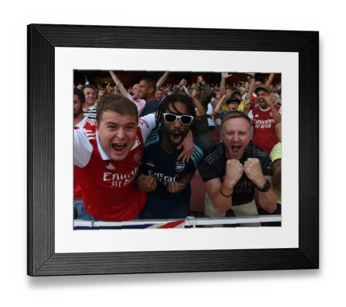 Framed Print : Arsenal Fans Triumphant Roar: Celebrating Victory Over Fulham in the 2022-23 Premier League Framed Print : Arsenal Fans Triumphant Roar: Celebrating Victory Over Fulham in the 2022-23 Premier League
