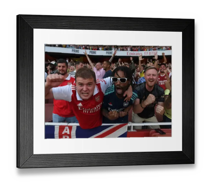 Framed Print : Arsenal Fans Euphoria: Victory Celebration Against Fulham in the 2022-23 Premier League
