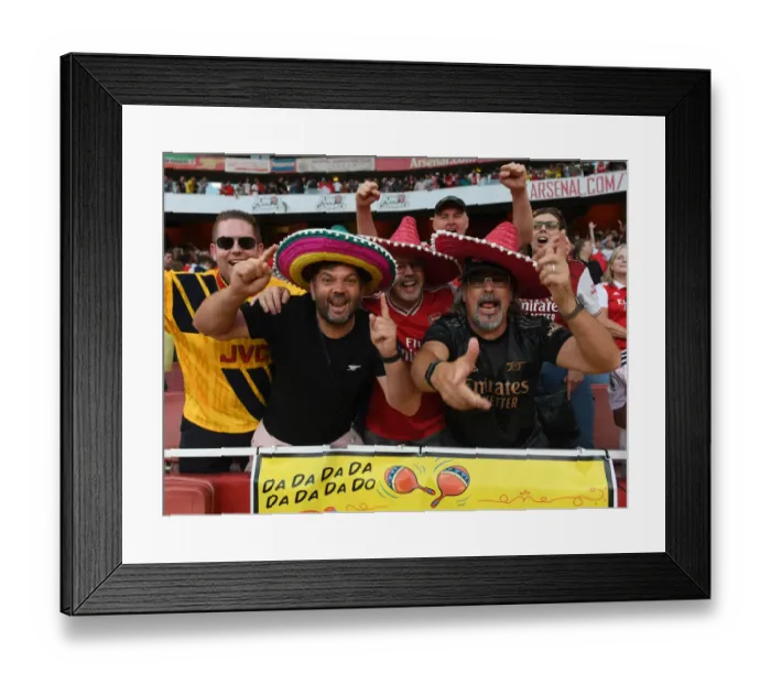 Framed Print : Arsenal vs. Fulham: Sombrero-Clad Arsenal Fans at Emirates Stadium Framed Print : Arsenal vs. Fulham: Sombrero-Clad Arsenal Fans at Emirates Stadium