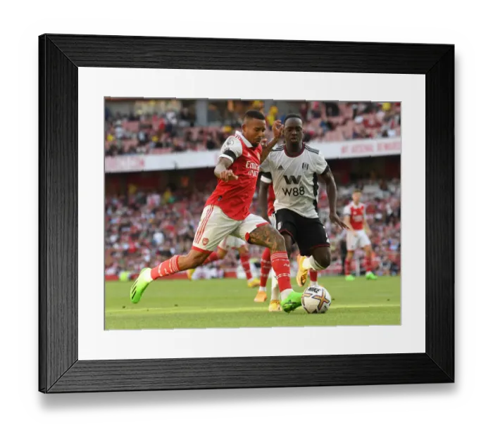 Framed Print : Arsenal's Gabriel Jesus Faces Off Against Fulham's Neeskens Kebano in 2022-23 Premier League Clash Framed Print : Arsenal's Gabriel Jesus Faces Off Against Fulham's Neeskens Kebano in 2022-23 Premier League Clash