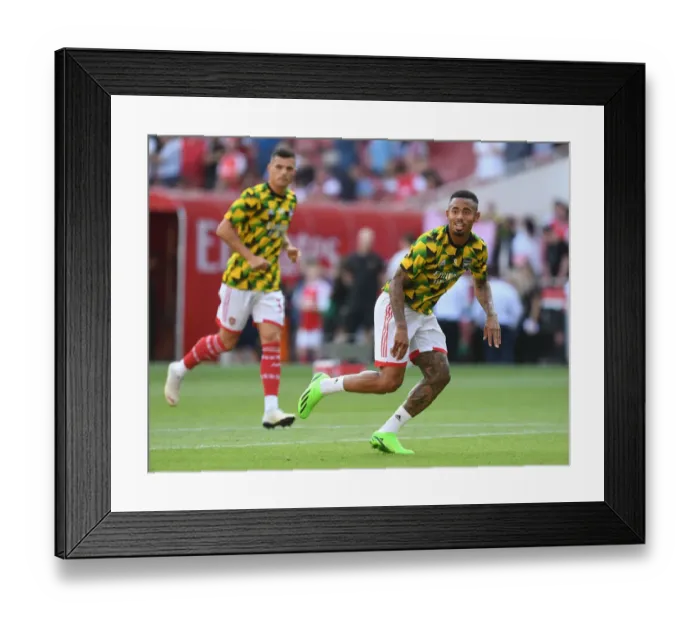 Framed Print : Arsenal's Gabriel Jesus Warming Up Ahead of Arsenal v Fulham Premier League Clash (2022-23) Framed Print : Arsenal's Gabriel Jesus Warming Up Ahead of Arsenal v Fulham Premier League Clash (2022-23)