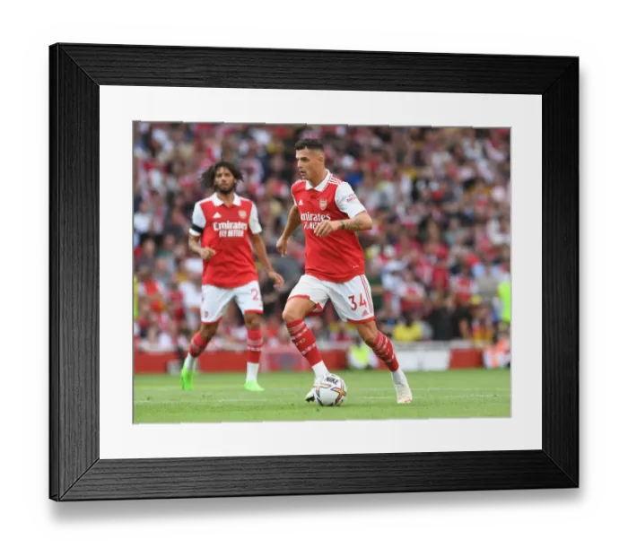 Framed Print : Arsenal's Xhaka Shines in Arsenal FC vs Fulham FC Premier League Clash (2022-23)
