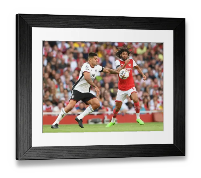Framed Print : Arsenal vs Fulham: Elneny Faces Off Against Mitrovic in Premier League Clash (2022-23) Framed Print : Arsenal vs Fulham: Elneny Faces Off Against Mitrovic in Premier League Clash (2022-23)