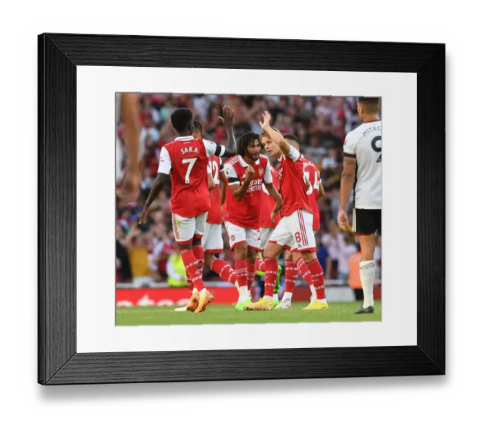 Framed Print : Martin Odegaard Scores First Arsenal Goal: Arsenal FC Triumphs Over Fulham FC in 2022-23 Premier League