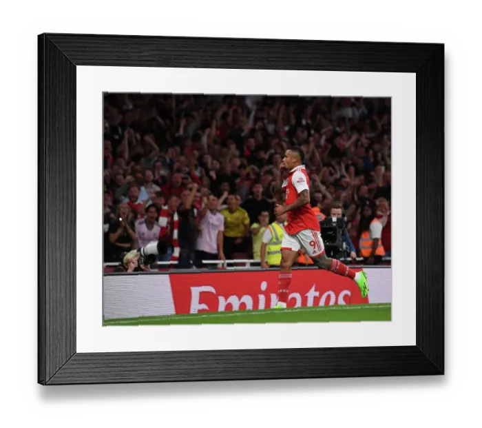 Framed Print : Gabriel Jesus Thriller: Arsenal's Winning Goal vs. Aston Villa in 2022-23 Premier League
