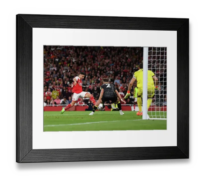 Framed Print : Martinelli Scores Arsenal's Second Goal: Arsenal FC vs Aston Villa, Premier League 2022-23