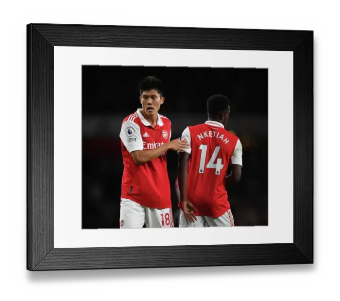 Framed Print : Arsenal's Tomiyasu and Nketiah in Action against Aston Villa, 2022-23 Premier League Framed Print : Arsenal's Tomiyasu and Nketiah in Action against Aston Villa, 2022-23 Premier League