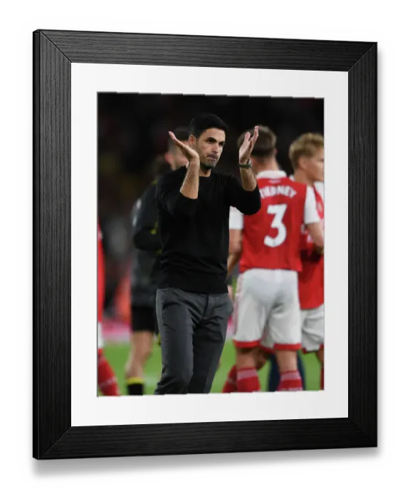 Framed Print : Arsenal's Mikel Arteta Celebrates with Fans after Victory over Aston Villa Framed Print : Arsenal's Mikel Arteta Celebrates with Fans after Victory over Aston Villa