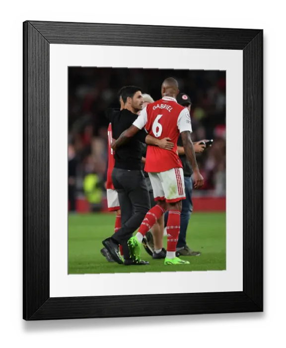 Framed Print : Arsenal's Mikel Arteta and Gabriel Magalhaes Celebrate Victory over Aston Villa in 2022-23 Premier League Framed Print : Arsenal's Mikel Arteta and Gabriel Magalhaes Celebrate Victory over Aston Villa in 2022-23 Premier League