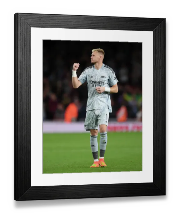 Framed Print : Arsenal's Aaron Ramsdale Reacts to Dramatic Win Against Aston Villa in 2022-23 Premier League Framed Print : Arsenal's Aaron Ramsdale Reacts to Dramatic Win Against Aston Villa in 2022-23 Premier League