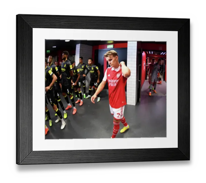 Framed Print : Martin Odegaard Readies for Arsenal's Clash Against Aston Villa in 2022-23 Premier League