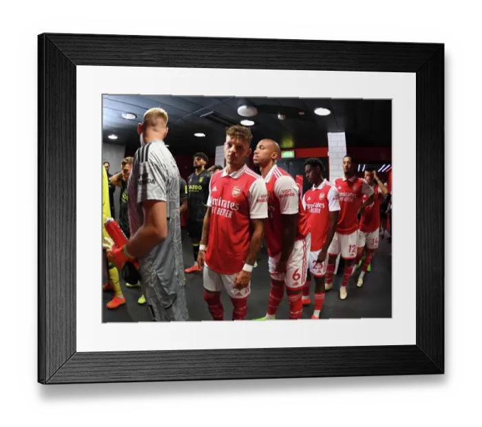 Framed Print : Arsenal's Ben White Gears Up for Arsenal v Aston Villa Clash in 2022-23 Premier League