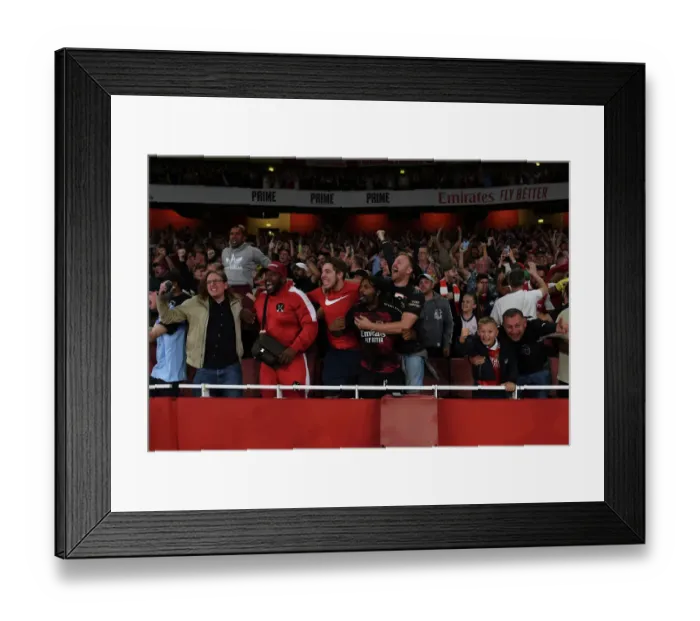 Framed Print : Arsenal Fans Celebrate Second Goal vs. Aston Villa in 2022-23 Premier League Framed Print : Arsenal Fans Celebrate Second Goal vs. Aston Villa in 2022-23 Premier League