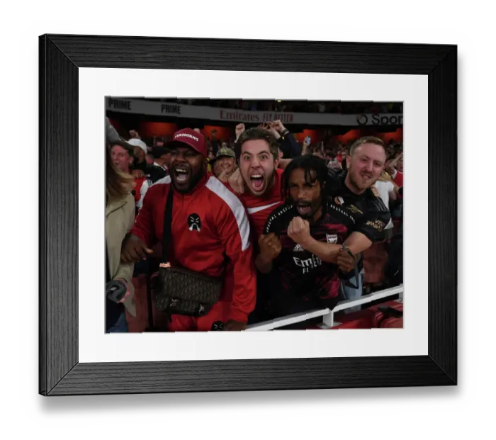 Framed Print : Arsenal Fans Celebrate Second Goal Against Aston Villa in 2022-23 Premier League Match Framed Print : Arsenal Fans Celebrate Second Goal Against Aston Villa in 2022-23 Premier League Match
