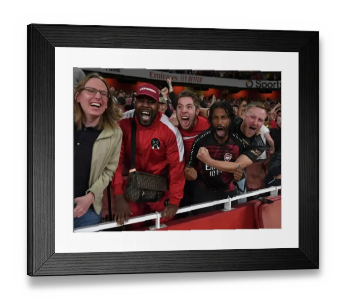 Framed Print : Arsenal Fans Erupt in Joy: The Unforgettable Moment of the Second Goal vs. Aston Villa (2022-23)