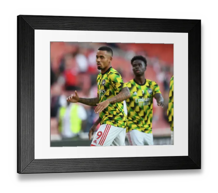 Framed Print : Gabriel Jesus Gears Up: Arsenal vs. Aston Villa, Premier League 2022-23