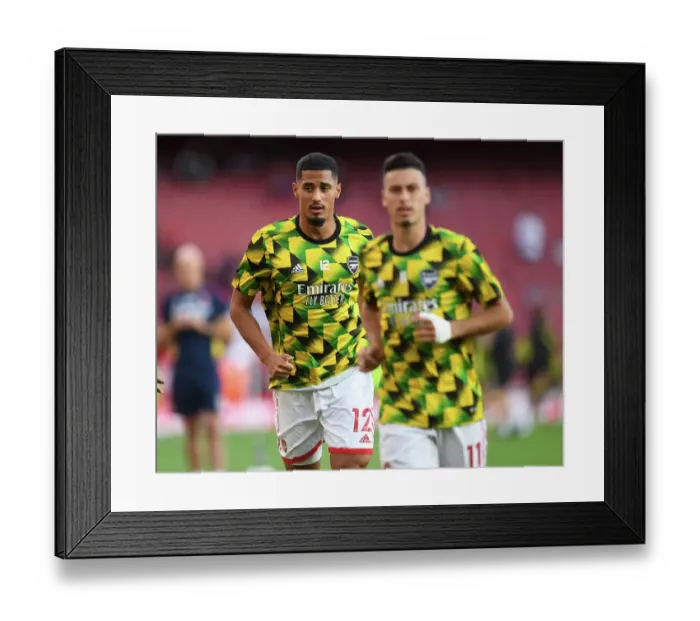 Framed Print : Arsenal's William Saliba Ready for Action Against Aston Villa (2022-23) Framed Print : Arsenal's William Saliba Ready for Action Against Aston Villa (2022-23)