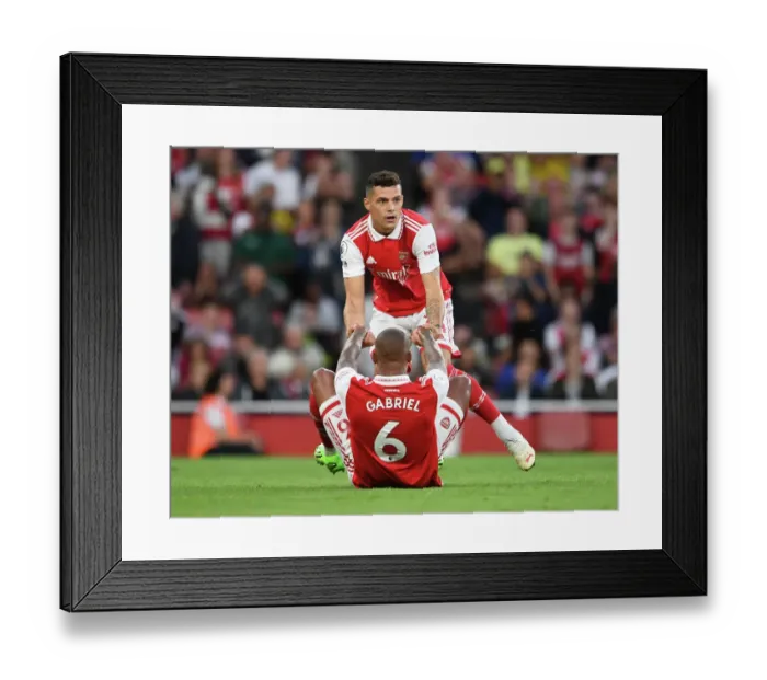Framed Print : Arsenal: Xhaka Comforts Injured Magalhaes vs Aston Villa (2022-23)