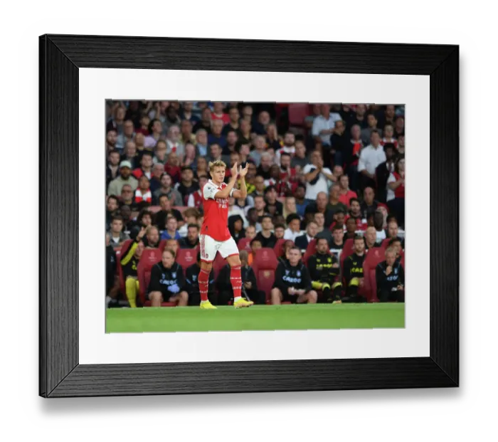 Framed Print : Martin Odegaard's Debut: Arsenal Kicks Off 2022-23 Premier League Season with Victory over Aston Villa