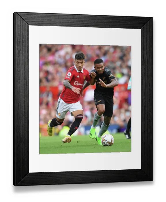 Framed Print : Gabriel Jesus vs. Lisandro Martinez: A Premier League Showdown at Old Trafford Framed Print : Gabriel Jesus vs. Lisandro Martinez: A Premier League Showdown at Old Trafford