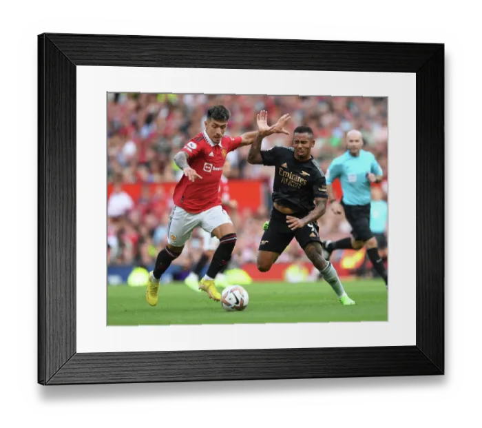 Framed Print : Showdown at Old Trafford: Jesus vs Martinez - Manchester United vs Arsenal FC (2022-23) Framed Print : Showdown at Old Trafford: Jesus vs Martinez - Manchester United vs Arsenal FC (2022-23)