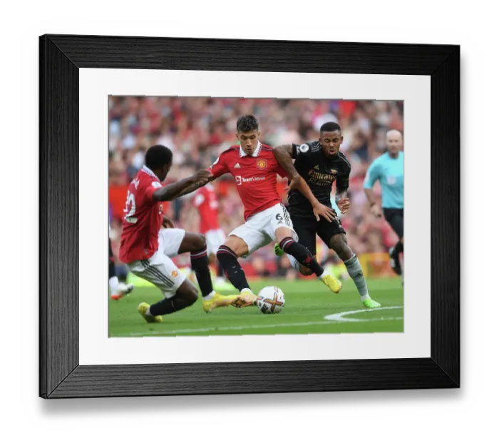 Framed Print : Clash of the South American Stars: Gabriel Jesus vs. Lisandro Martinez - Manchester United vs. Arsenal FC, Premier League 2022-23
