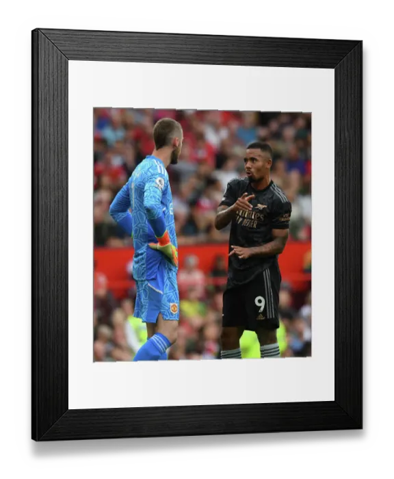Framed Print : Deep in Thought: Intense Conversation Between Gabriel Jesus and David de Gea during Manchester United vs. Arsenal (2022-23)