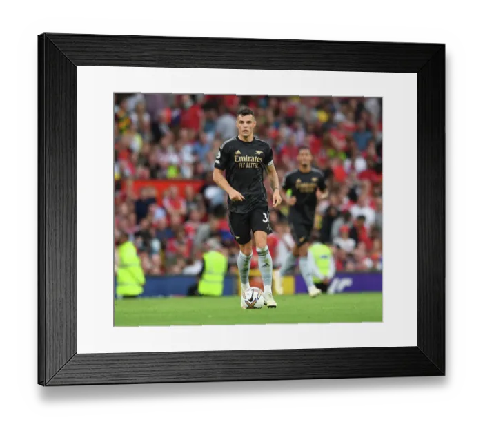 Framed Print : Xhaka at Old Trafford: Arsenal vs. Manchester United, Premier League 2022-23