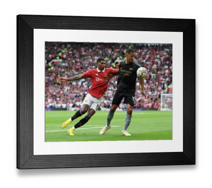 Framed Print : Manchester United vs. Arsenal: Saliba vs. Rashford Clash in Premier League Showdown (2022-23)