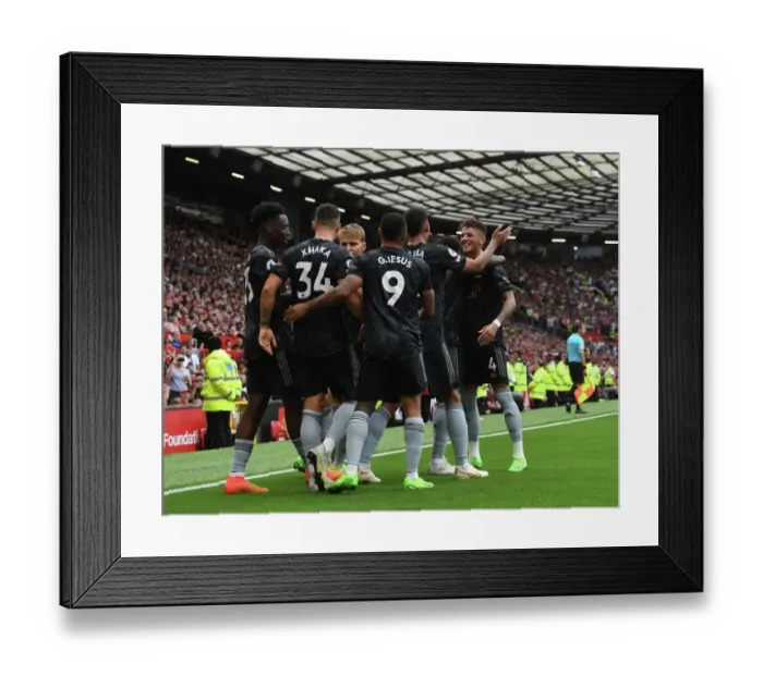 Framed Print : Arsenal Celebrate Saka's Goal Against Manchester United in 2022-23 Premier League Framed Print : Arsenal Celebrate Saka's Goal Against Manchester United in 2022-23 Premier League