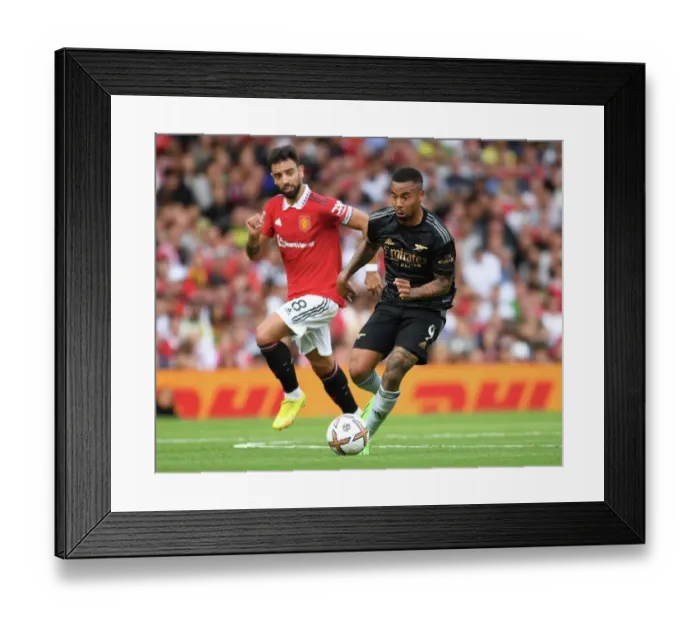 Framed Print : Gabriel Jesus Outmaneuvers Bruno Fernandes: A Premier League Clash Between Manchester United and Arsenal, 2022-23