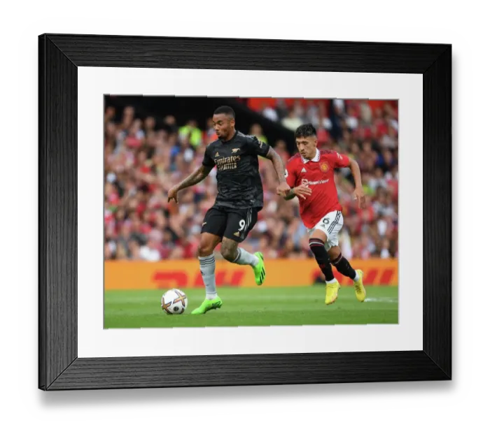 Framed Print : Gabriel Jesus Breaks Past Martinez: Manchester United vs. Arsenal, Premier League 2022-23