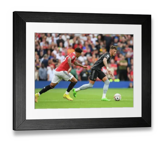 Framed Print : Arsenal's Ben White Outshines Jadon Sancho: White's Impressive Performance in Manchester United vs Arsenal (2022-23) Framed Print : Arsenal's Ben White Outshines Jadon Sancho: White's Impressive Performance in Manchester United vs Arsenal (2022-23)