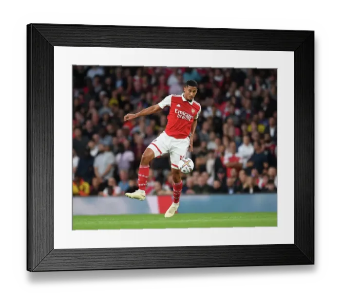 Framed Print : Arsenal vs Aston Villa: William Saliba in Action - Premier League 2022-23 Framed Print : Arsenal vs Aston Villa: William Saliba in Action - Premier League 2022-23