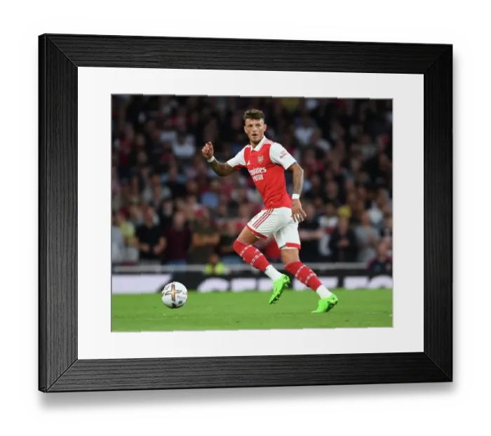Framed Print : Arsenal's Ben White in Action: Premier League Battle against Aston Villa, 2022-23