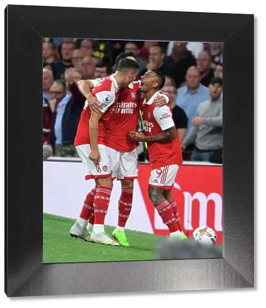 Gabriel Jesus and Granit Xhaka Celebrate Arsenal's First Goal Against Aston Villa (2022-23)