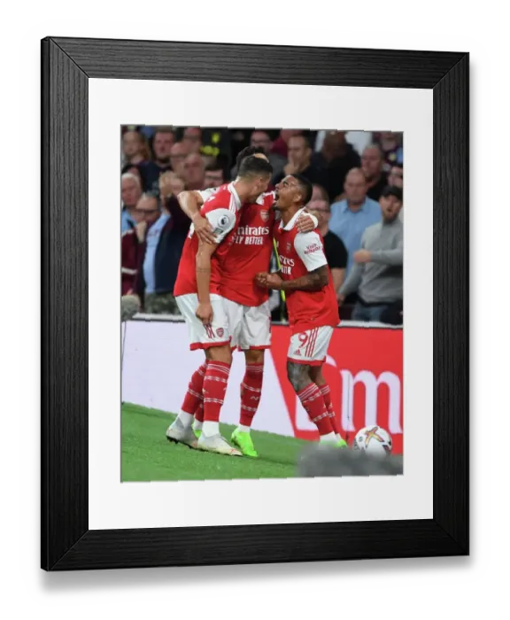 Framed Print : Gabriel Jesus and Granit Xhaka Celebrate Arsenal's First Goal Against Aston Villa (2022-23)