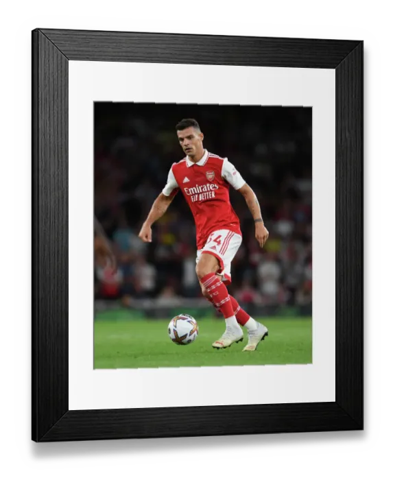 Framed Print : Granit Xhaka: In Action for Arsenal Against Aston Villa, Premier League 2022-23