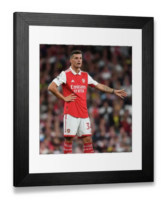 Framed Print : Granit Xhaka: In Action for Arsenal Against Aston Villa, Premier League 2022-23