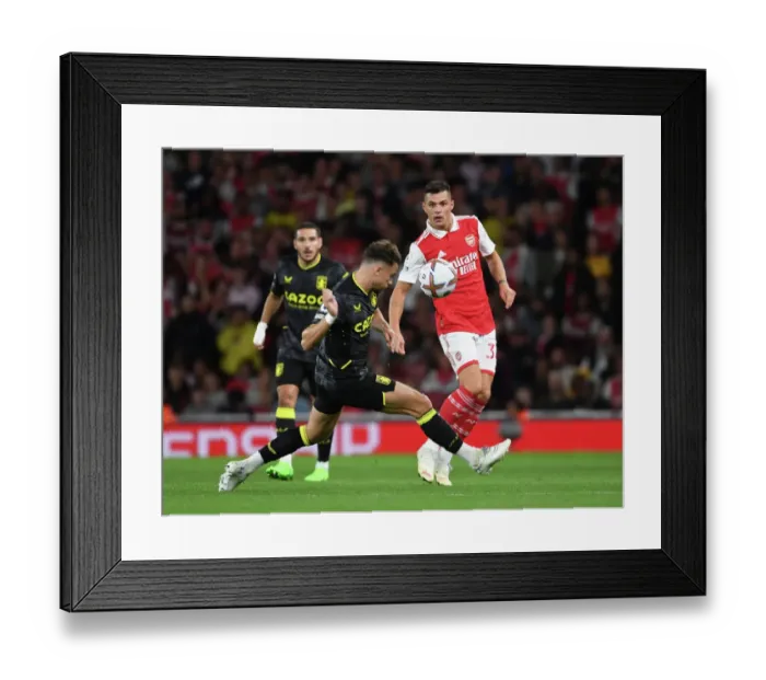 Framed Print : Granit Xhaka: Arsenal vs. Aston Villa, Premier League 2022-23 - In Action