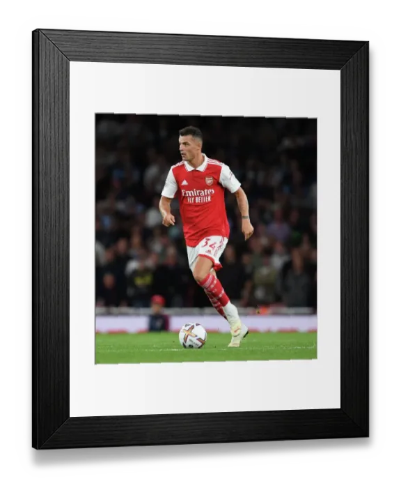 Framed Print : Granit Xhaka in Action: Arsenal vs. Aston Villa, Premier League 2022-23