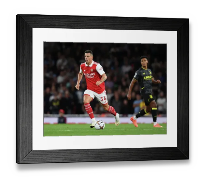 Framed Print : Arsenal's Xhaka in Action against Aston Villa in 2022-23 Premier League