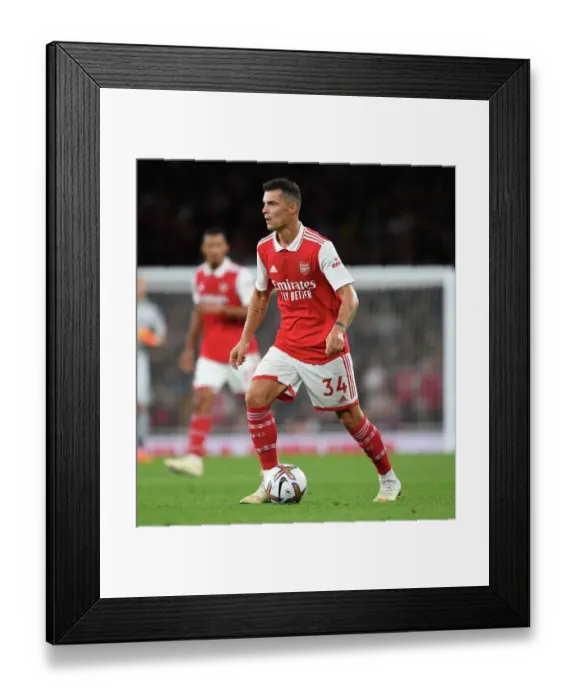 Framed Print : Granit Xhaka in Action: Arsenal vs Aston Villa, Premier League 2022-23