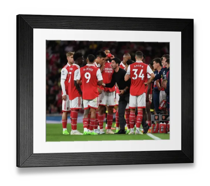 Framed Print : Arsenal Manager Mikel Arteta Rallies Team During Arsenal v Aston Villa Premier League Clash, 2022-23 Framed Print : Arsenal Manager Mikel Arteta Rallies Team During Arsenal v Aston Villa Premier League Clash, 2022-23