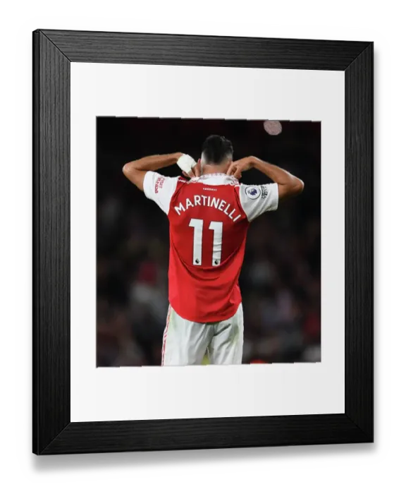 Framed Print : Arsenal's Martinelli Shines in Premier League Clash Against Aston Villa