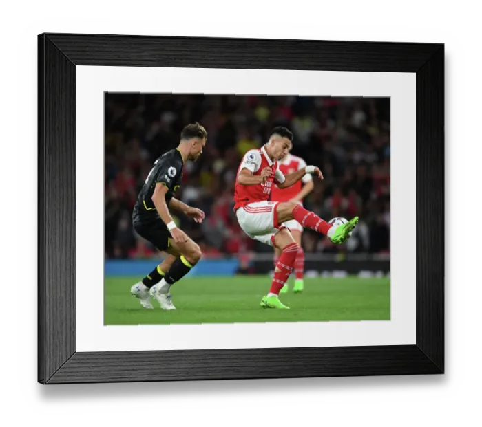 Framed Print : Martinelli vs. Cash: A Premier League Showdown at Emirates Stadium (2022-23) Framed Print : Martinelli vs. Cash: A Premier League Showdown at Emirates Stadium (2022-23)