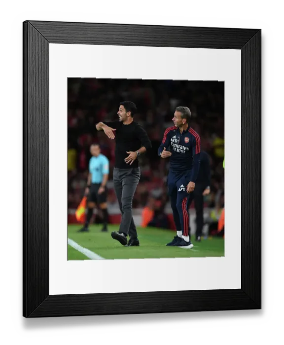 Framed Print : Arsenal FC vs Aston Villa: Mikel Arteta and Albert Stuivenburg Lead the Team at Emirates Stadium (2022-23)