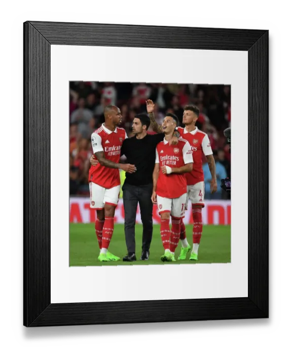 Framed Print : Arsenal's Triumphant Team: Arteta, Gabriel, Martinelli, and Ben White Celebrate Victory over Aston Villa (2022-23) Framed Print : Arsenal's Triumphant Team: Arteta, Gabriel, Martinelli, and Ben White Celebrate Victory over Aston Villa (2022-23)